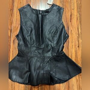 Forever 21- Black Fitted Leather Style Tank with Zipper Closure